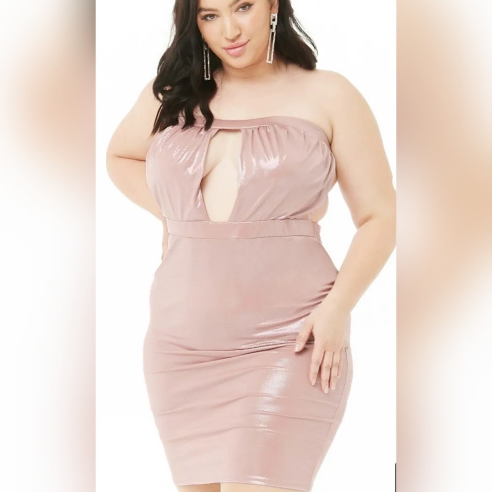 Plus Size Iridescent Strapless Dress